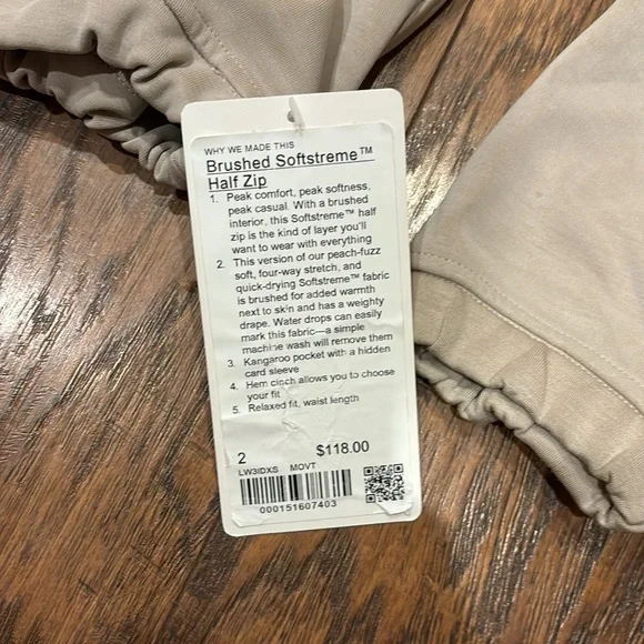 NWT Lululemon Brushed Softstreme Half Zip Size 2 - Picture 2 of 7